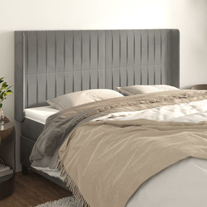 vidaXL Wingback Headboard Light Grey 163x16x118/128 cm Velvet
