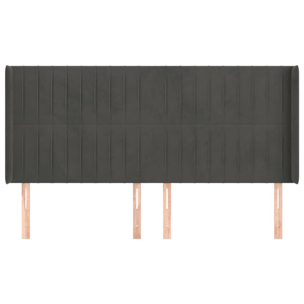 vidaXL Wingback Headboard Dark Grey 163x16x118/128 cm Velvet
