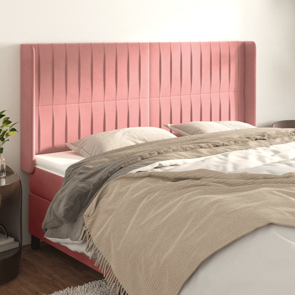 vidaXL Wingback Headboard Pink 163x16x118/128 cm Velvet