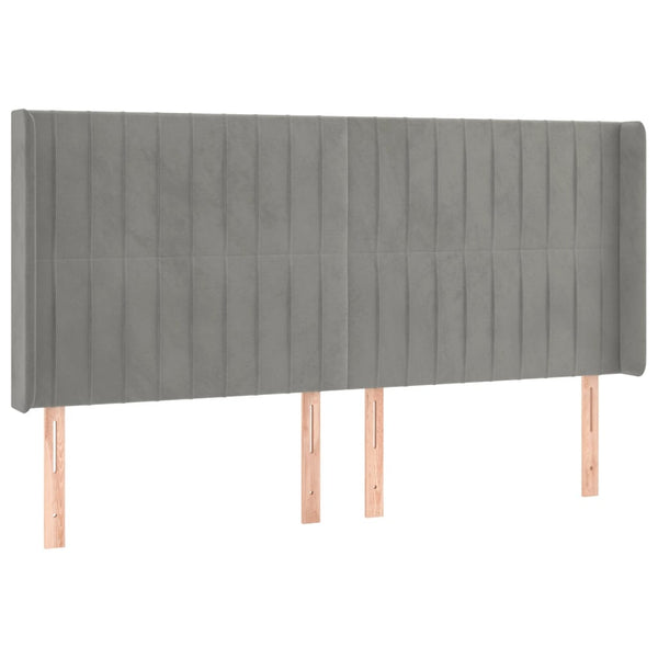 vidaXL Wingback Headboard Light Gray 183x16x118/128 cm Velvet