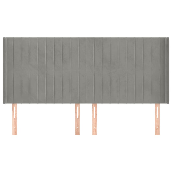 vidaXL Wingback Headboard Light Gray 183x16x118/128 cm Velvet