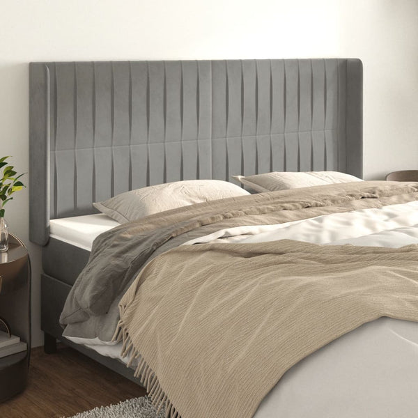 vidaXL Wingback Headboard Light Gray 183x16x118/128 cm Velvet