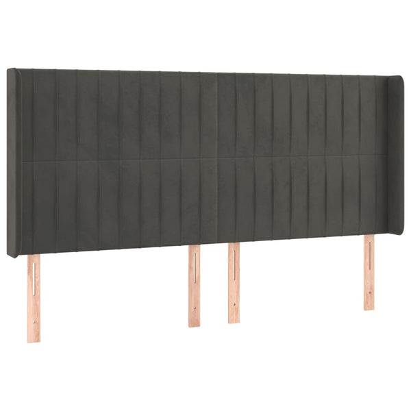 vidaXL Wingback Headboard Dark Grey 183x16x118/128 cm Velvet