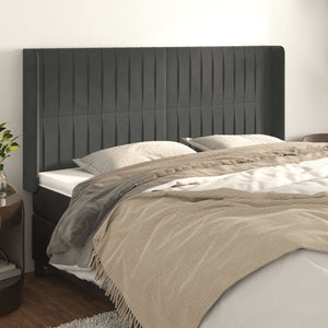 vidaXL Wingback Headboard Dark Grey 183x16x118/128 cm Velvet