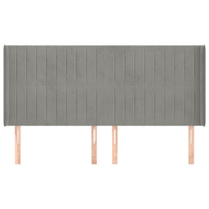 vidaXL Wingback Headboard Light Gray 203x16x118/128 cm Velvet