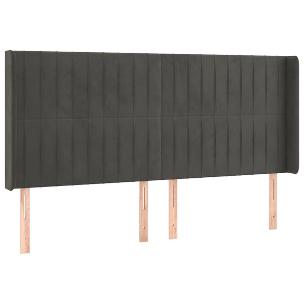 vidaXL Wingback Headboard Dark Grey 203x16x118/128 cm Velvet