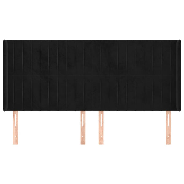 vidaXL Wingback Headboard Black 203x16x118/128 cm Velvet