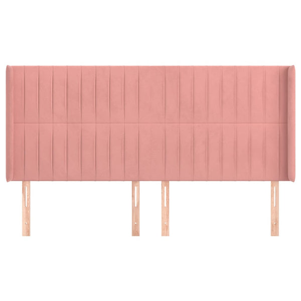 vidaXL Wingback Headboard Pink 203x16x118/128 cm Velvet