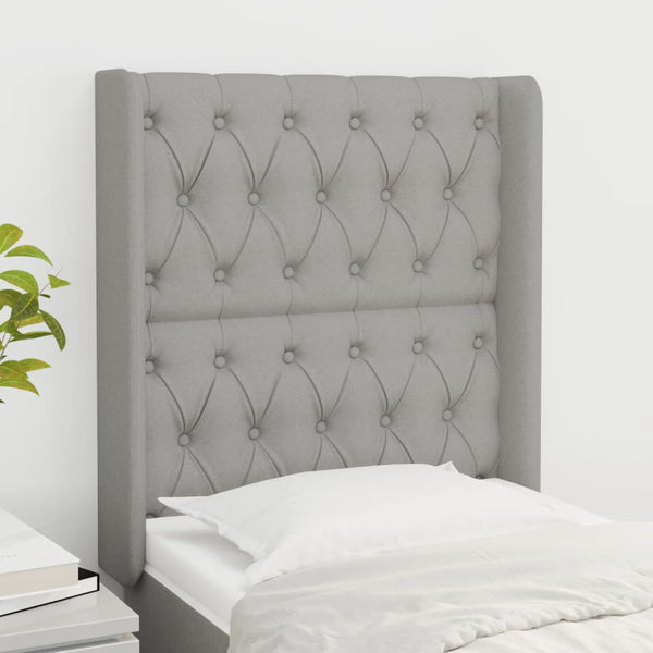 vidaXL Wingback Headboard Light Grey 83x16x118/128 cm Fabric