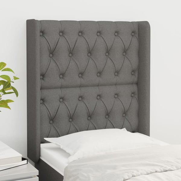 vidaXL Wingback Headboard Dark Grey 83x16x118/128 cm Fabric