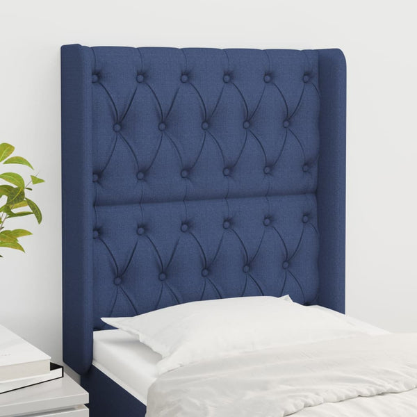 vidaXL Wingback Headboard Blue 83x16x118/128 cm Fabric