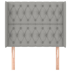 vidaXL Wingback Headboard Light Grey 93x16x118/128 cm Fabric