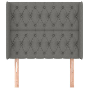 vidaXL Wingback Headboard Dark Grey 93x16x118/128 cm Fabric