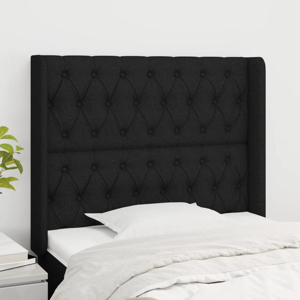 vidaXL Wingback Headboard Black 93x16x118/128 cm Fabric
