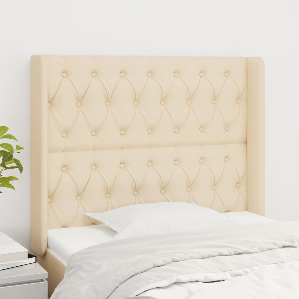 vidaXL Wingback Headboard Cream 93x16x118/128 cm Fabric