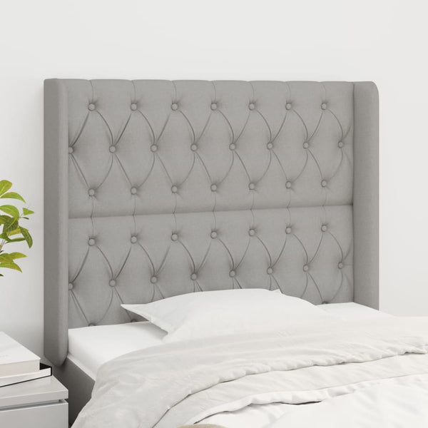 vidaXL Wingback Headboard Light Grey 103x16x118/128 cm Fabric
