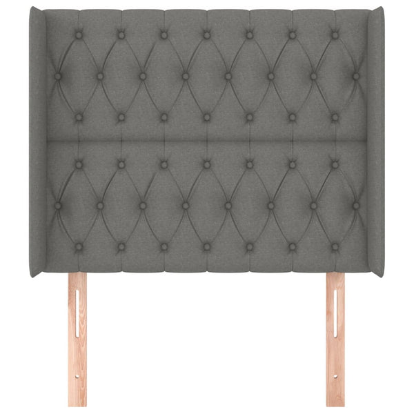vidaXL Wingback Headboard Dark Grey 103x16x118/128 cm Fabric