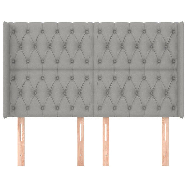 vidaXL Wingback Headboard Light Gray 147x16x118/128 cm Fabric