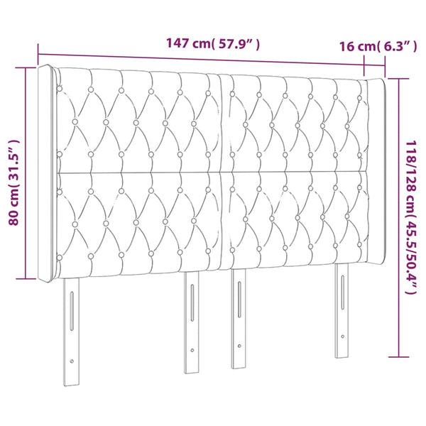 vidaXL Wingback Headboard Light Gray 147x16x118/128 cm Fabric