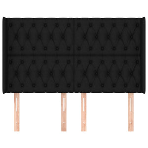 vidaXL Headboard with Wings Black 147x16x118/128 cm Fabric