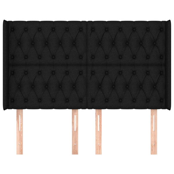 vidaXL Headboard with Wings Black 147x16x118/128 cm Fabric