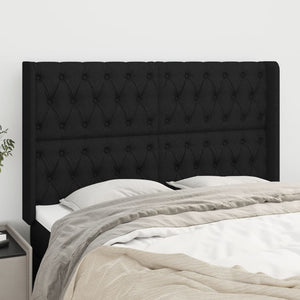 vidaXL Headboard with Wings Black 147x16x118/128 cm Fabric
