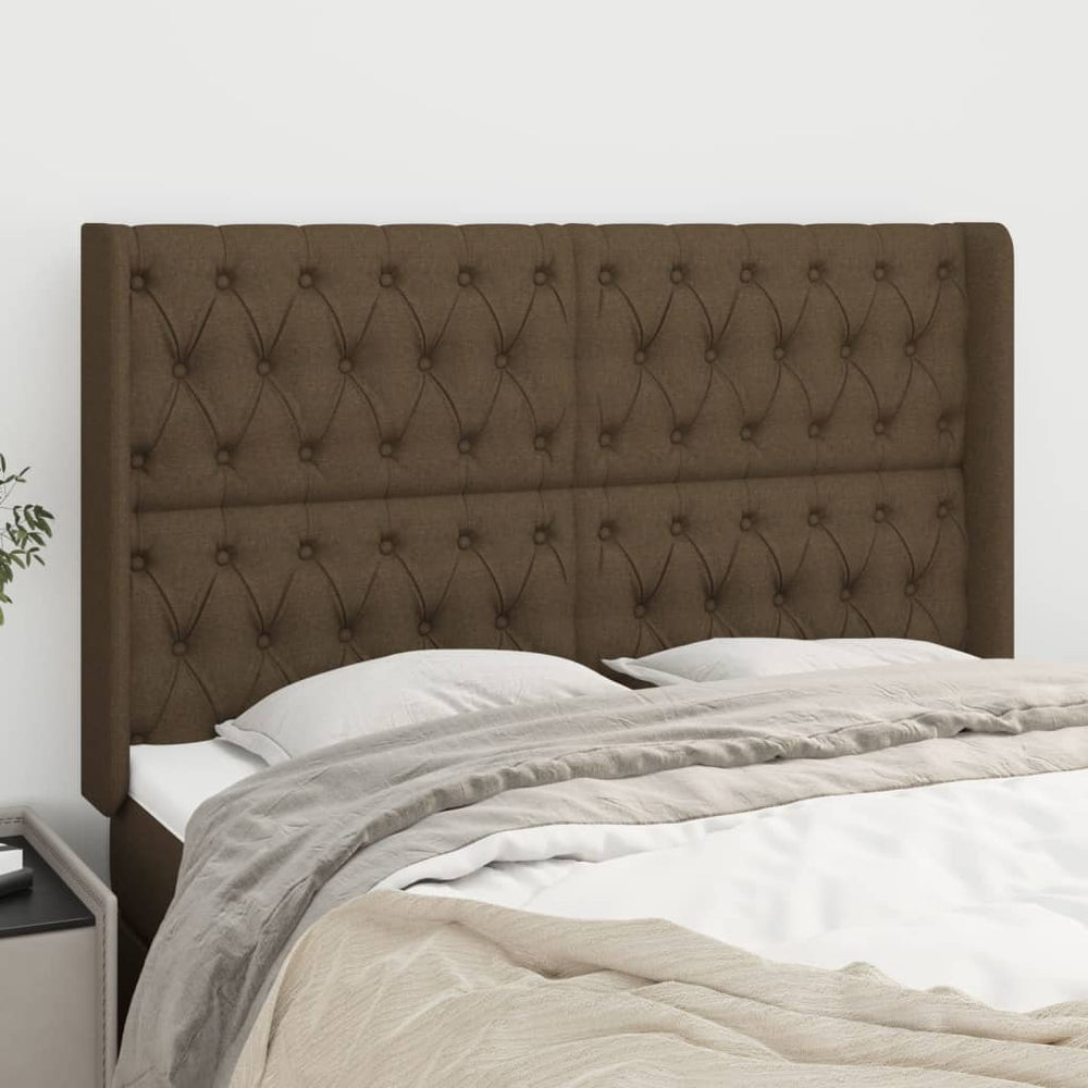 vidaXL Wingback Headboard Dark Brown 147x16x118/128 cm Fabric