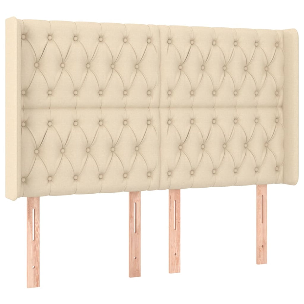 vidaXL Wingback Headboard Cream 147x16x118/128 cm Fabric