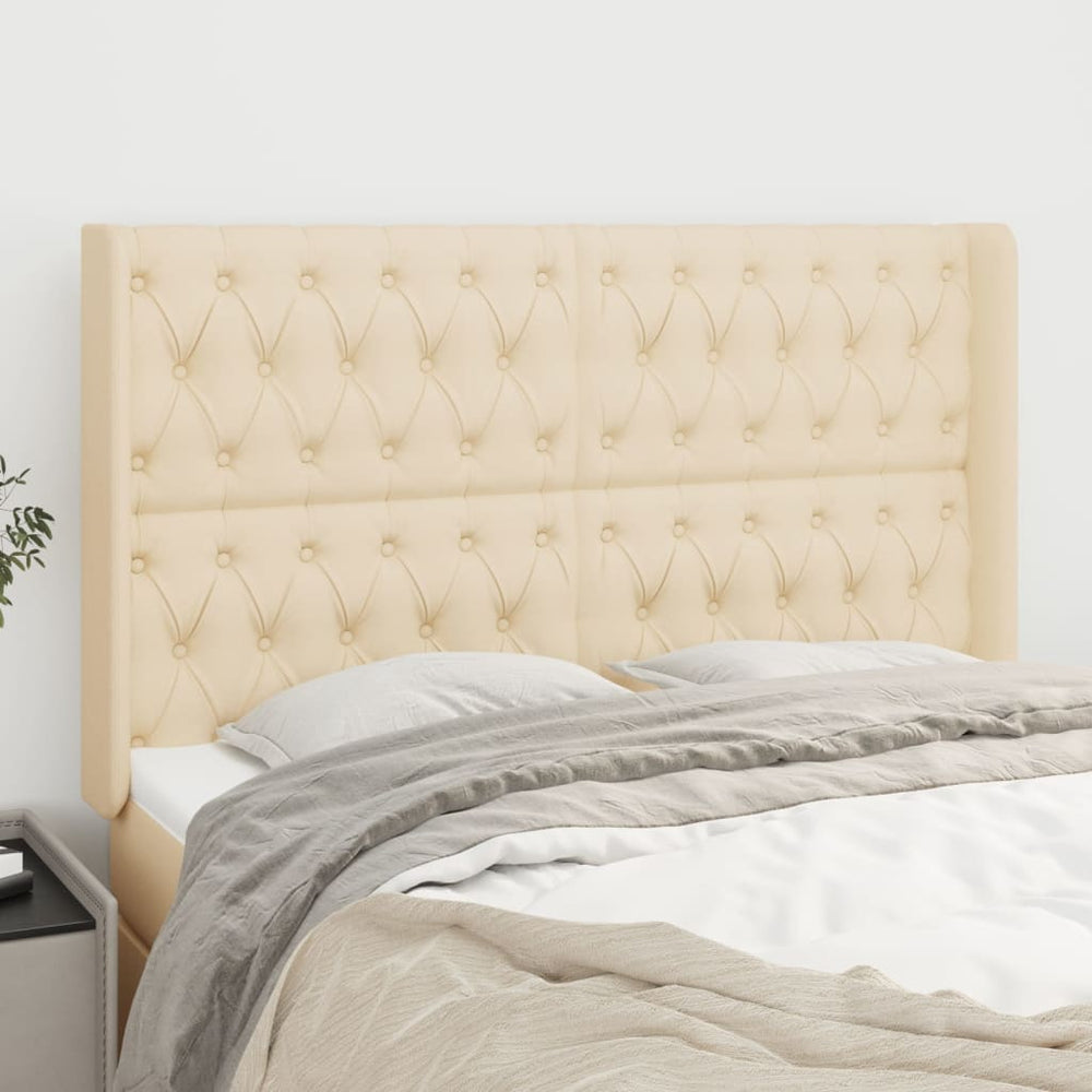 vidaXL Wingback Headboard Cream 147x16x118/128 cm Fabric