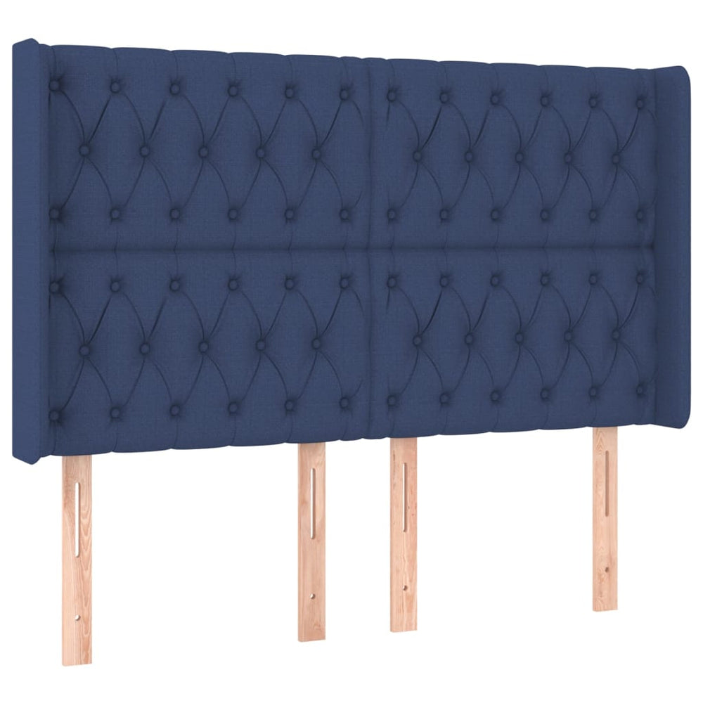 vidaXL Wingback Headboard Blue 147x16x118/128 cm Fabric