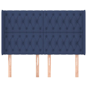 vidaXL Wingback Headboard Blue 147x16x118/128 cm Fabric
