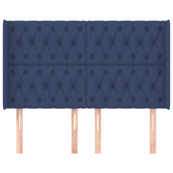 vidaXL Wingback Headboard Blue 147x16x118/128 cm Fabric