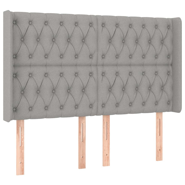 vidaXL Wingback Headboard Light Grey 163x16x118/128 cm Fabric