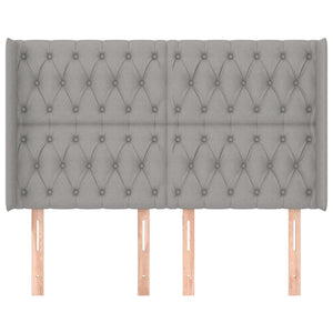 vidaXL Wingback Headboard Light Grey 163x16x118/128 cm Fabric