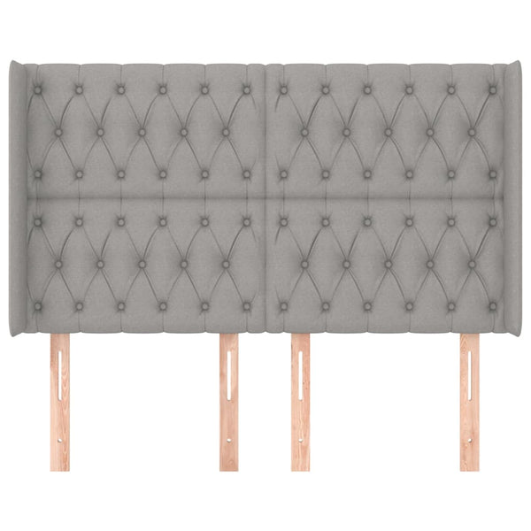 vidaXL Wingback Headboard Light Grey 163x16x118/128 cm Fabric