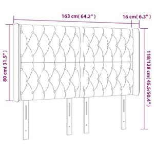vidaXL Wingback Headboard Light Grey 163x16x118/128 cm Fabric