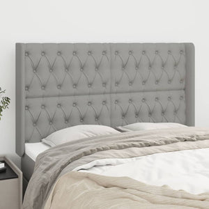 vidaXL Wingback Headboard Light Grey 163x16x118/128 cm Fabric