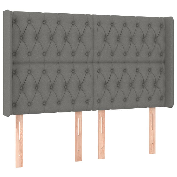 vidaXL Wingback Headboard Dark Grey 163x16x118/128 cm Fabric