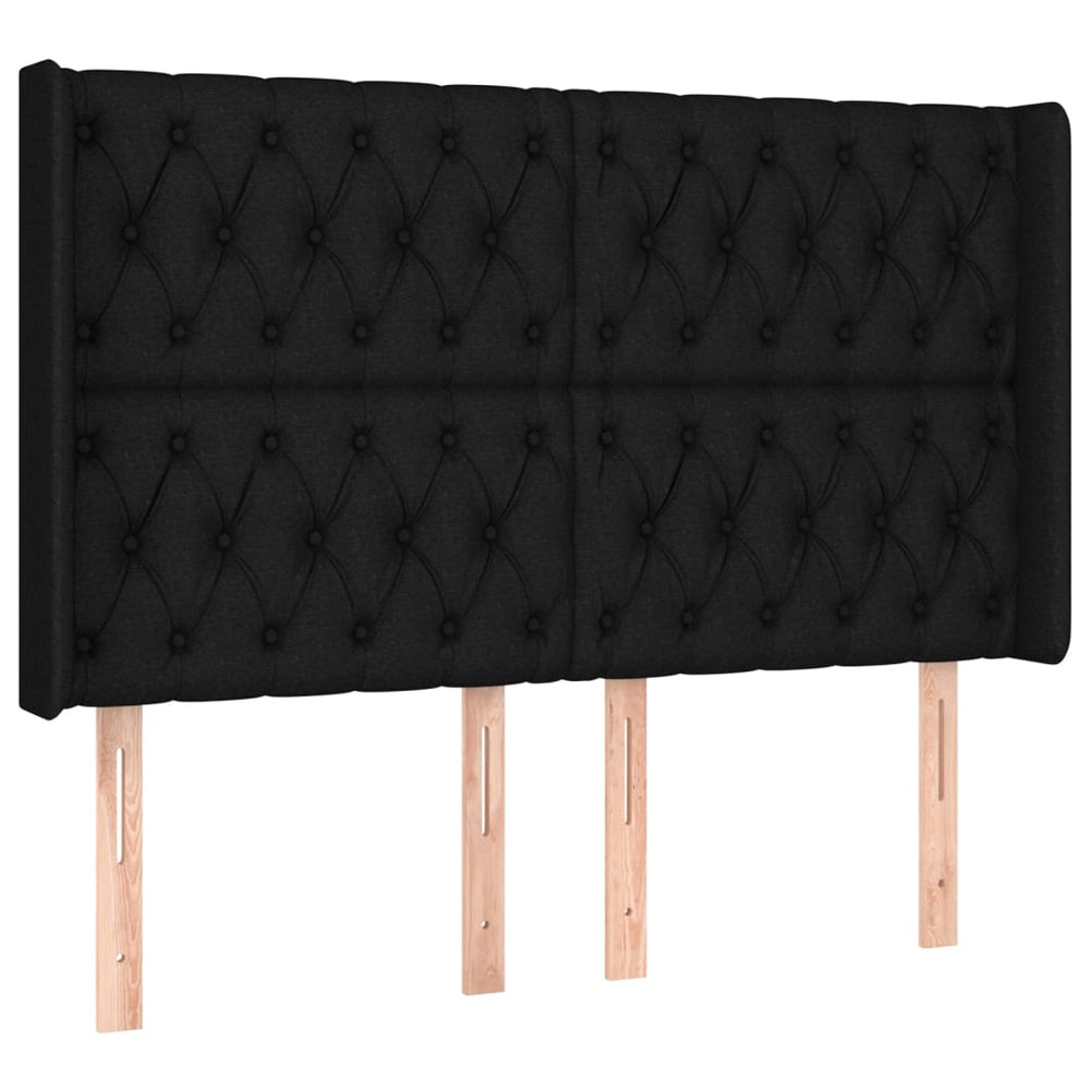 vidaXL Wingback Headboard Black 163x16x118/128 cm Fabric
