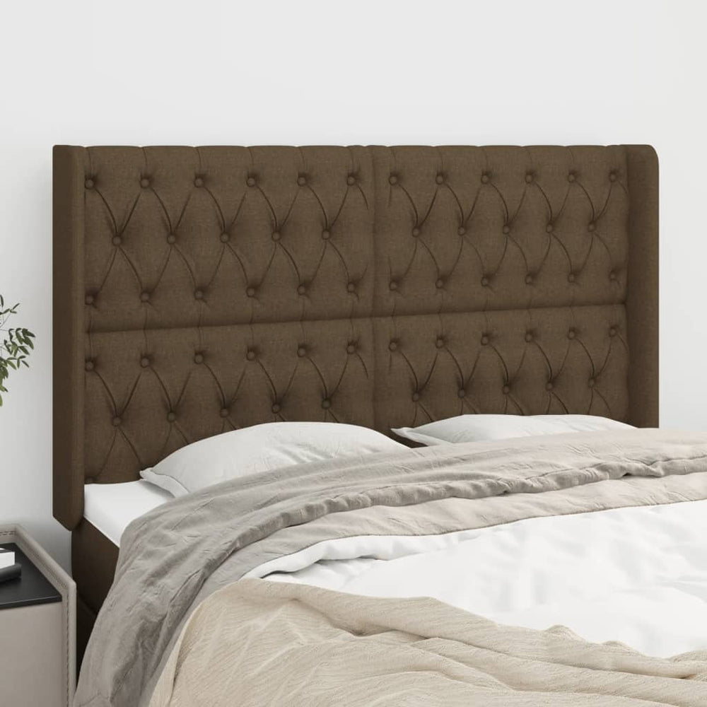vidaXL Wingback Headboard Dark Brown 163x16x118/128 cm Fabric