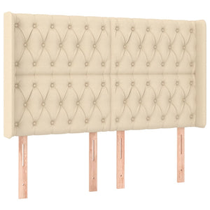 vidaXL Headboard with Wings Cream 163x16x118/128 cm Fabric