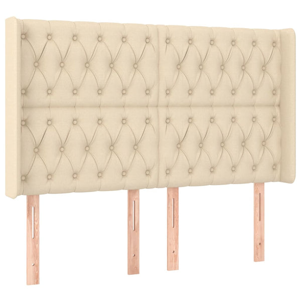 vidaXL Headboard with Wings Cream 163x16x118/128 cm Fabric