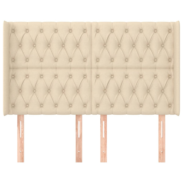 vidaXL Headboard with Wings Cream 163x16x118/128 cm Fabric