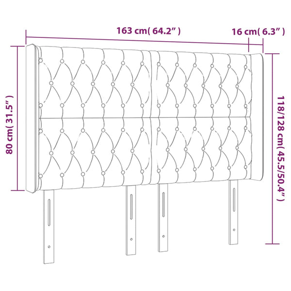 vidaXL Headboard with Wings Cream 163x16x118/128 cm Fabric