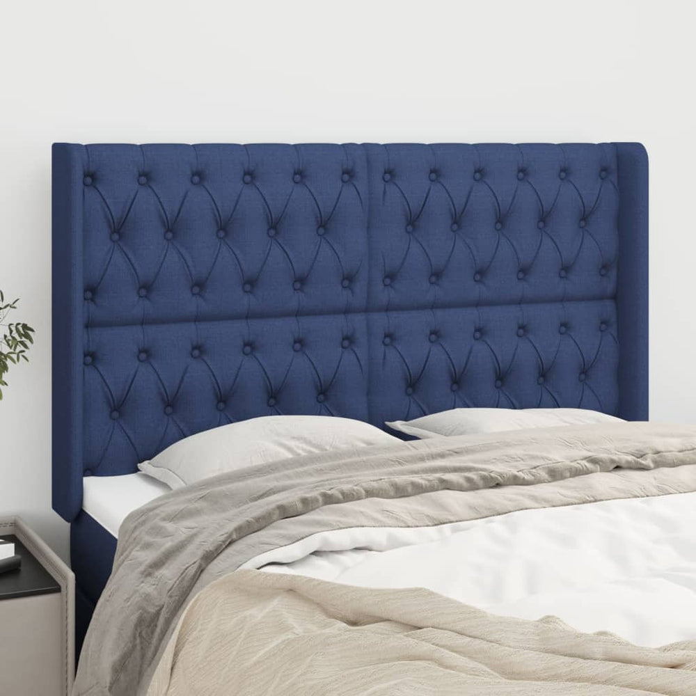 vidaXL Wingback Headboard Blue 163x16x118/128 cm Fabric