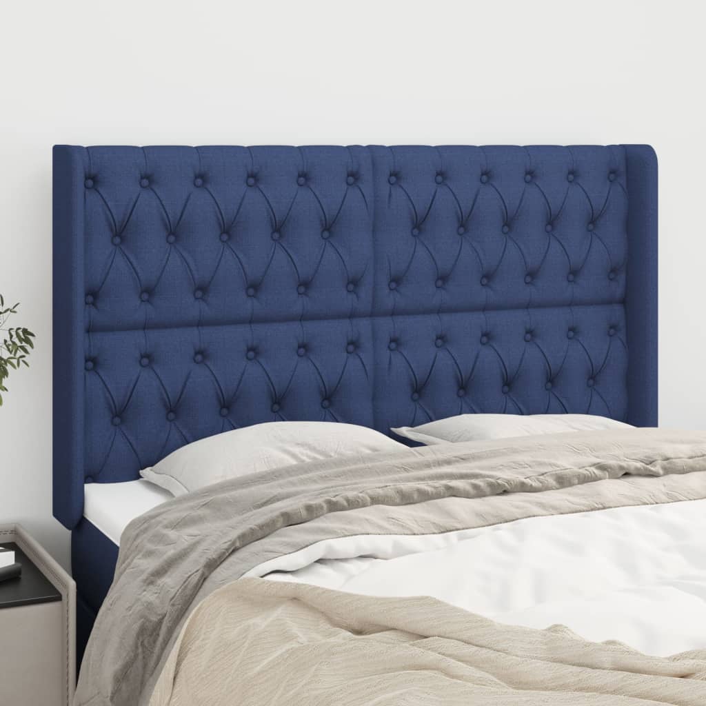 vidaXL Wingback Headboard Blue 163x16x118/128 cm Fabric