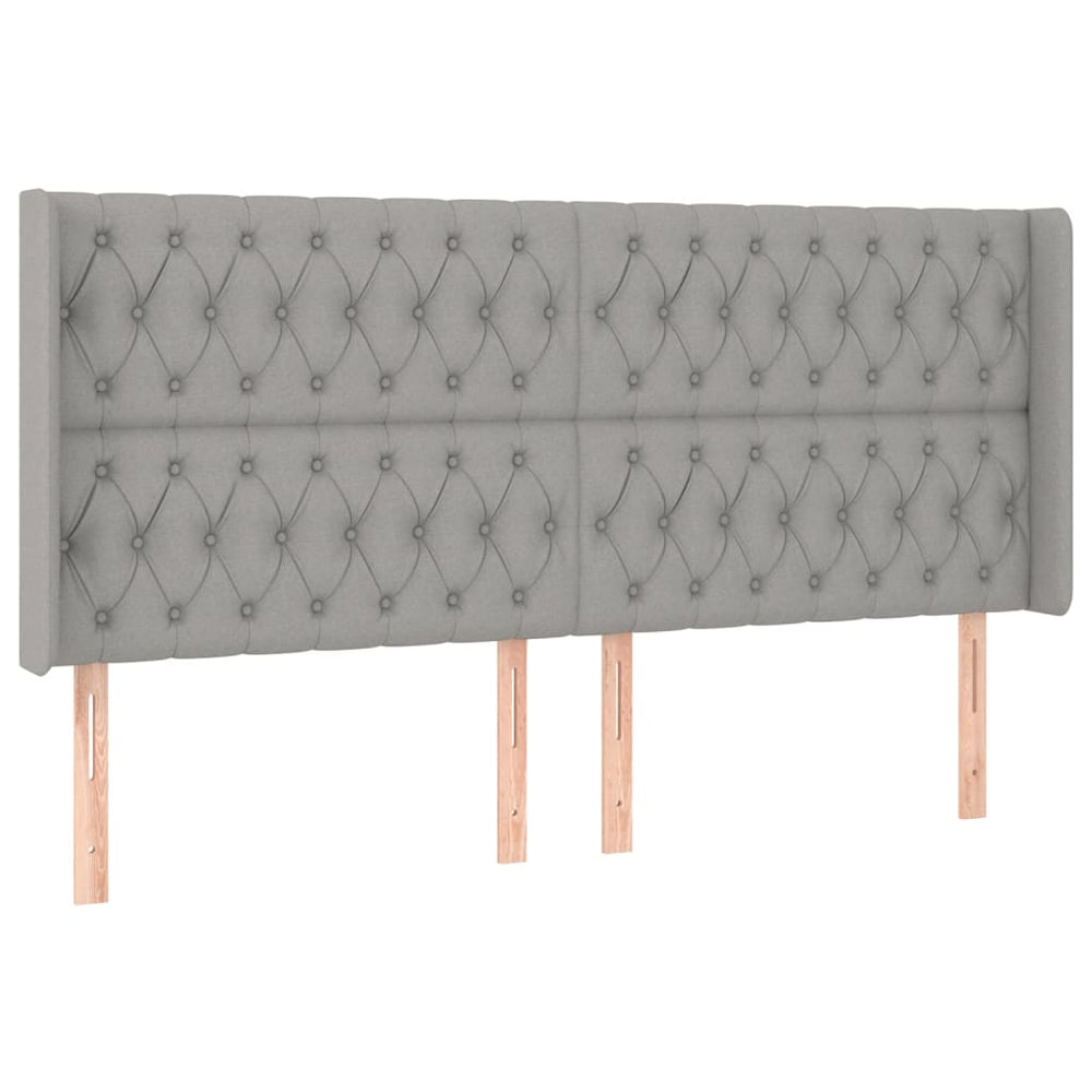 vidaXL Wingback Headboard Light Grey 183x16x118/128 cm Fabric