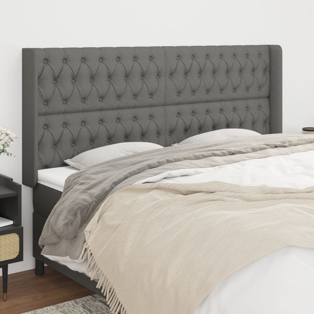 vidaXL Wingback Headboard Dark Grey 183x16x118/128 cm Fabric