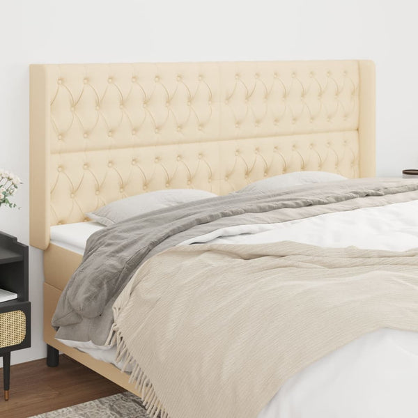 vidaXL Wingback Headboard Cream 183x16x118/128 cm Fabric
