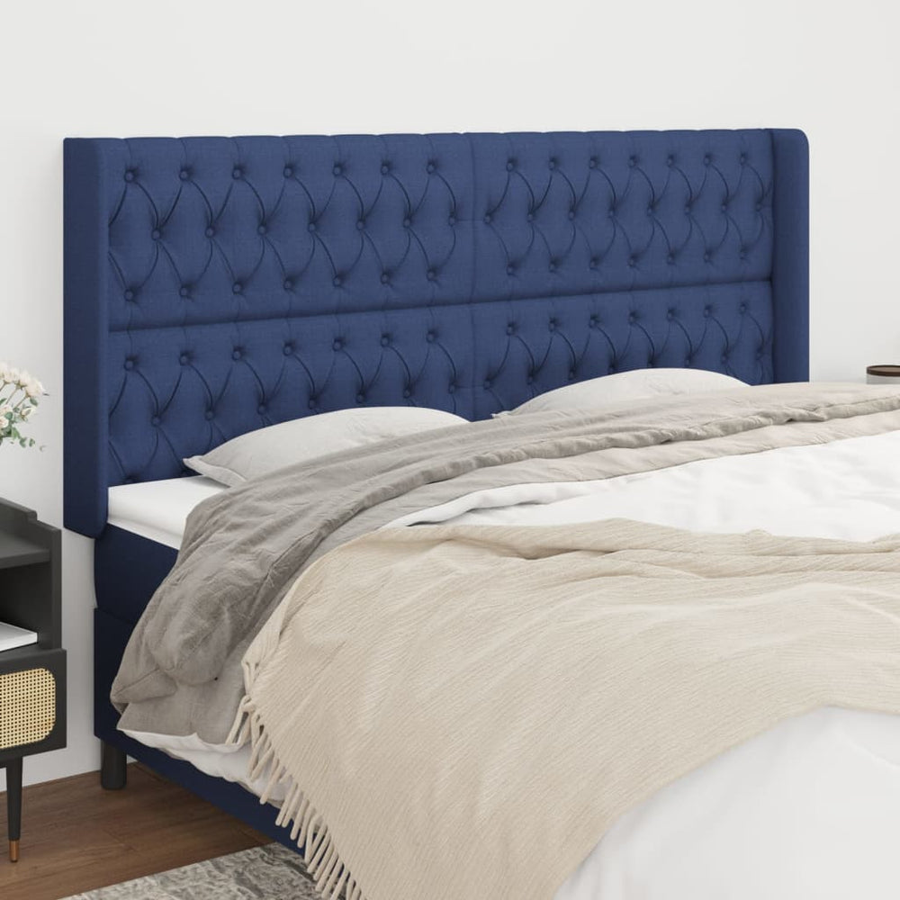 vidaXL Wingback Headboard Blue 183x16x118/128 cm Fabric